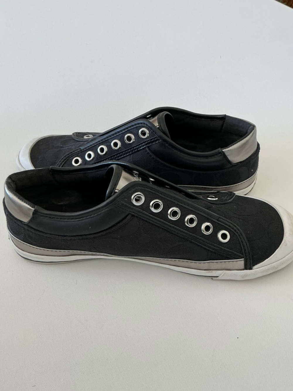 Coach Felix Slip-On Sneakers Black Pewter Signature Logo Women’s 7.5B - Picture 4 of 11